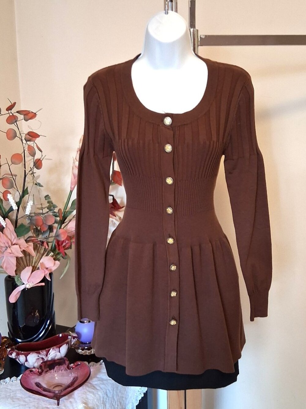 High-Quality Structured Knit Cardigan Sweater Coat Women XS Office Chic